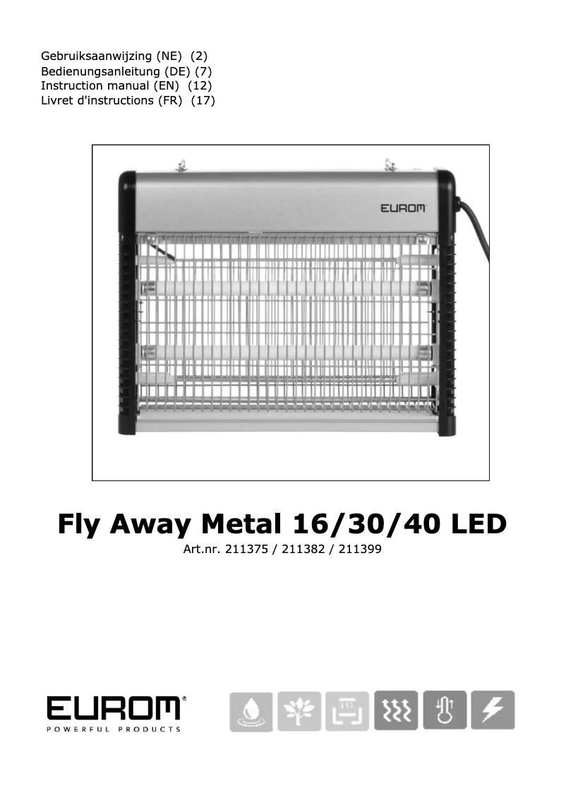 Imagen de la primera página del manual del dispositivo Fly Away metal 16 LED