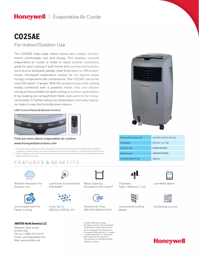 Página nº 1 - Ficha técnica Honeywell CO25AE