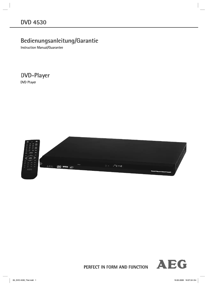 Imagen de la primera página del manual del dispositivo DVD 4530