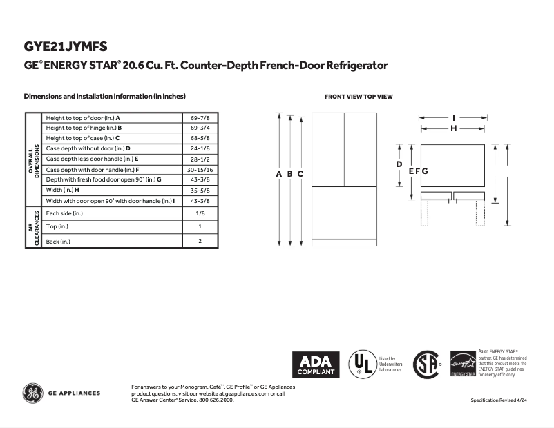 Imagen de la primera página del manual del dispositivo GYE21JYMFS