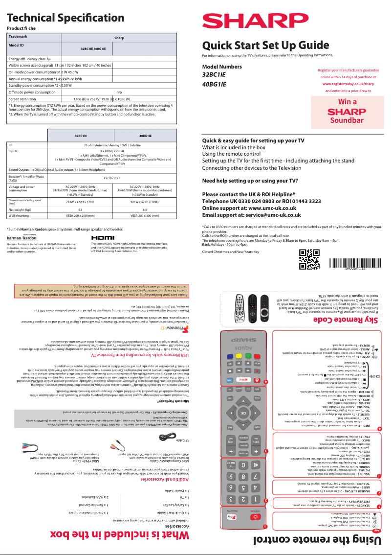Página 1 del manual Manual de usuario Sharp 40BG1IE