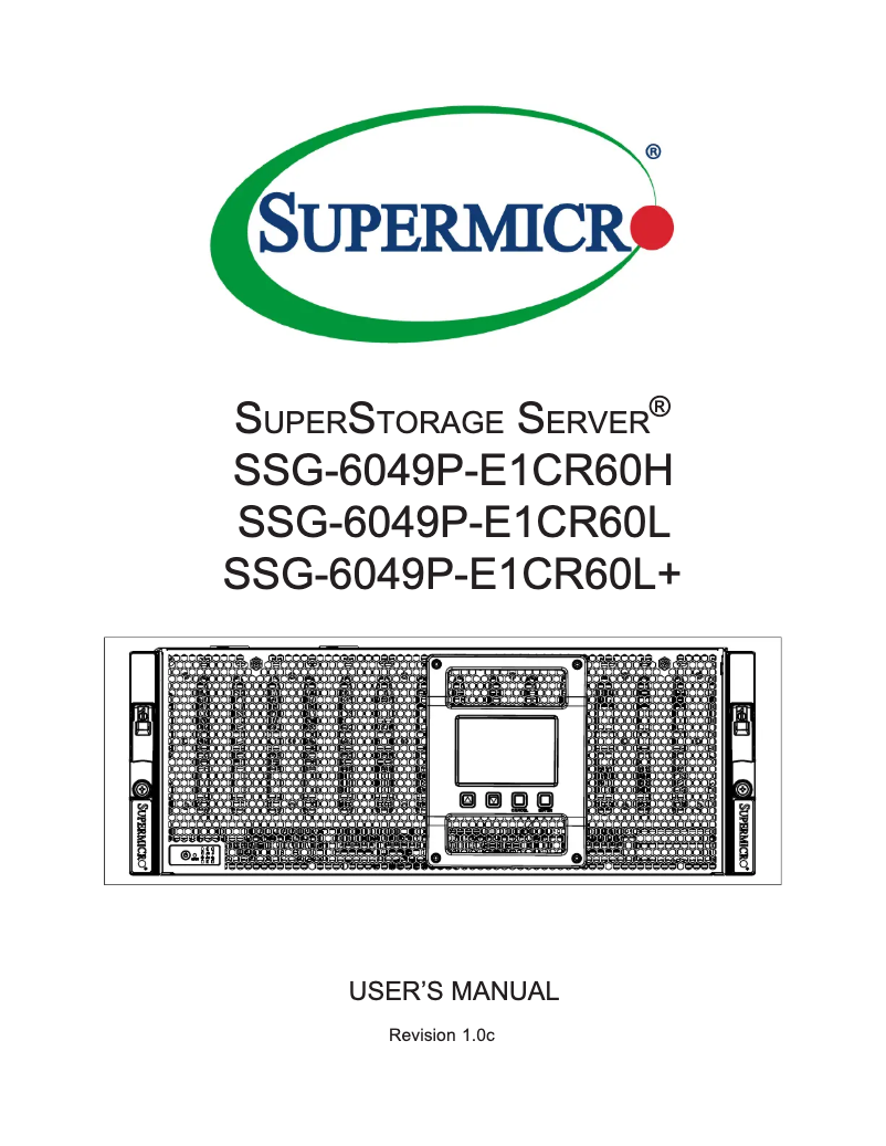 Página 1 del manual Manual de usuario Supermicro SuperStorage 6049P-E1CR60L