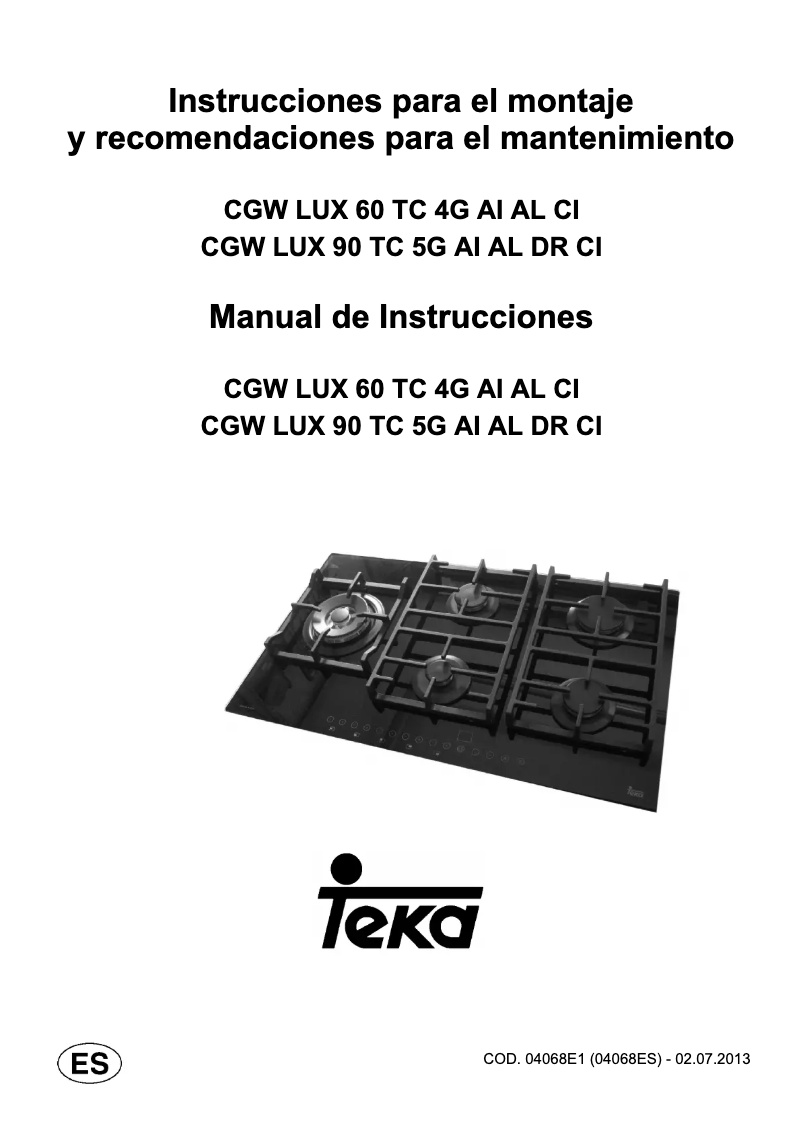 Página 1 del manual Manual de usuario Teka CGW LUX 60 TC 4G AI AL