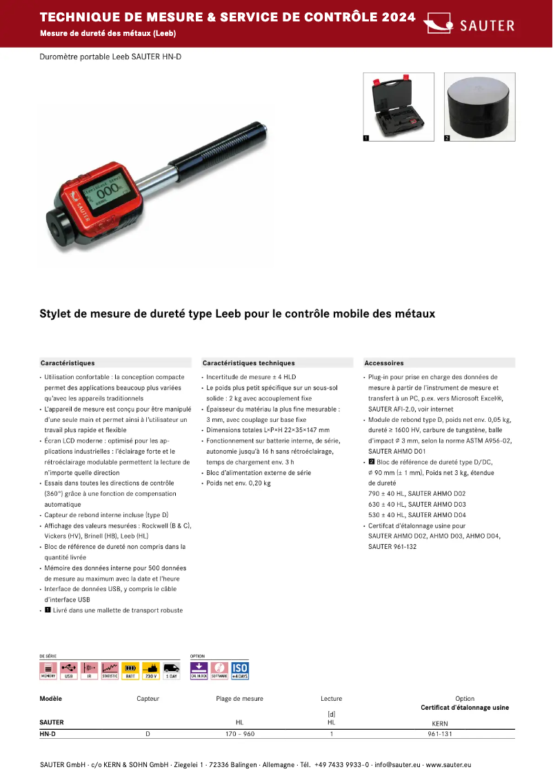 Página 1 del manual Folleto Kern HN-D