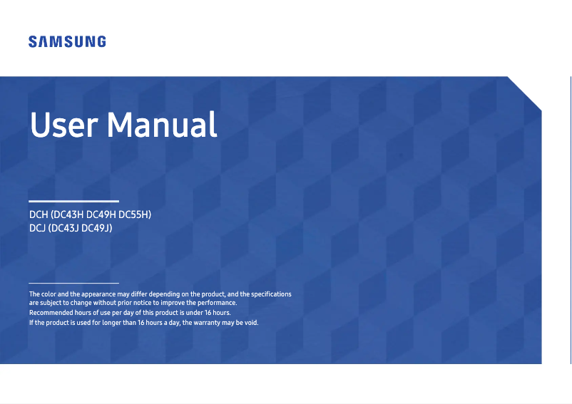 Imagen de la primera página del manual del dispositivo LH49DCJPLGA/GO