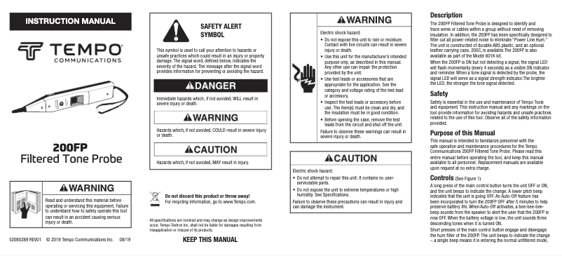 Página 1 del manual Manual de usuario Tempo 801K