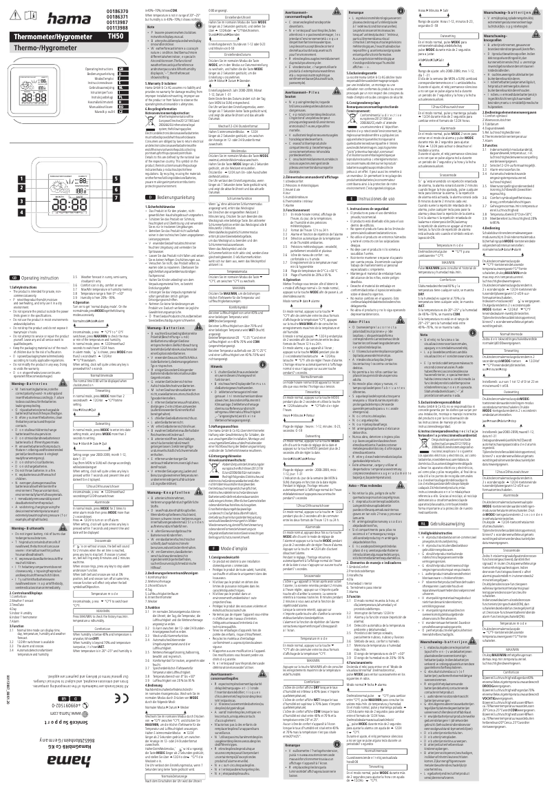 Imagen de la primera página del manual del dispositivo TH50