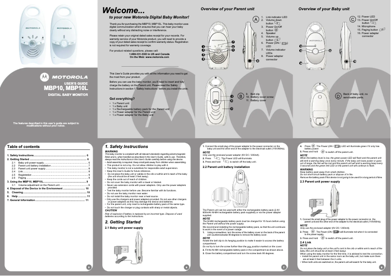 Página 1 del manual Manual de usuario Motorola MBP10L