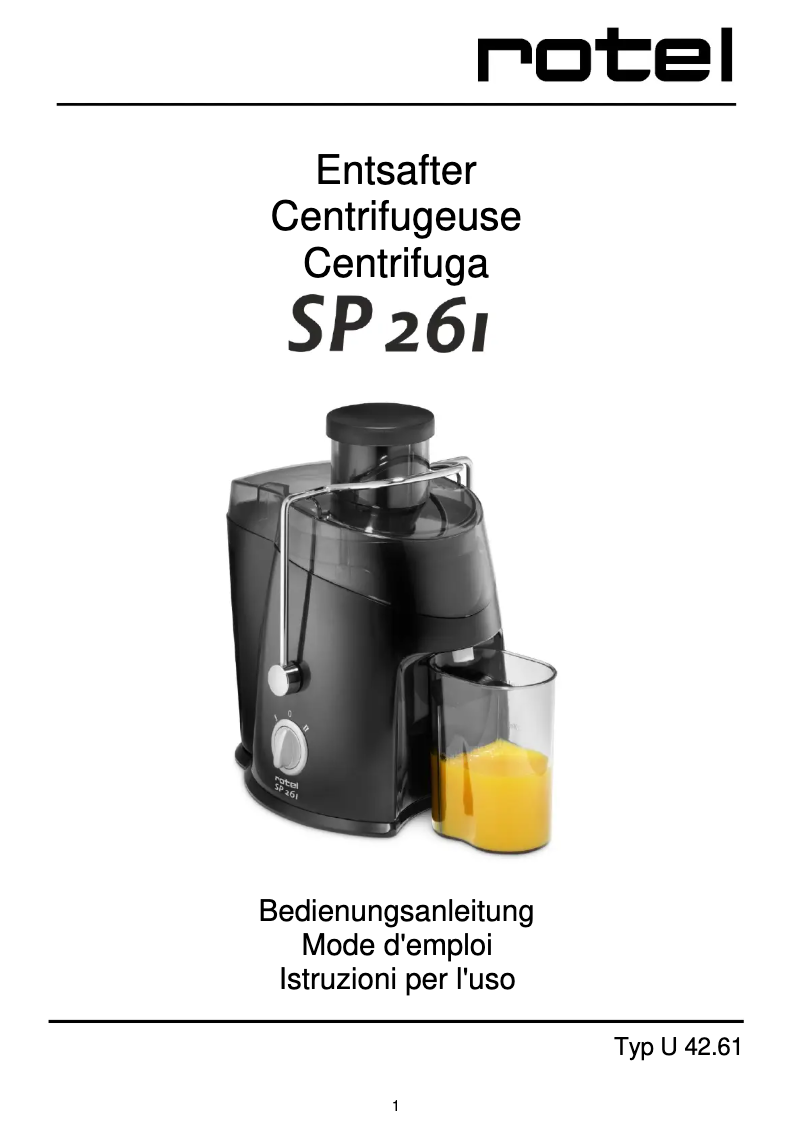 Imagen de la primera página del manual del dispositivo SP 261