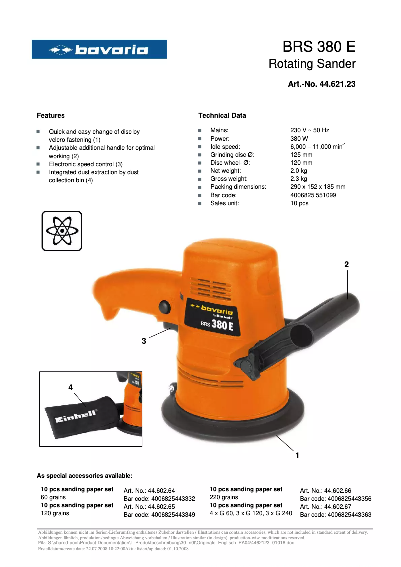 Página 1 del manual Manual de usuario Bavaria by Einhell BRS 380 E