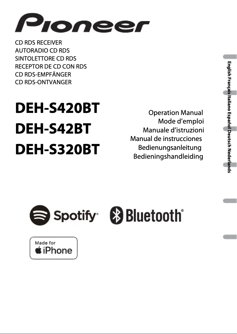 Imagen de la primera página del manual del dispositivo DEH-S320BT