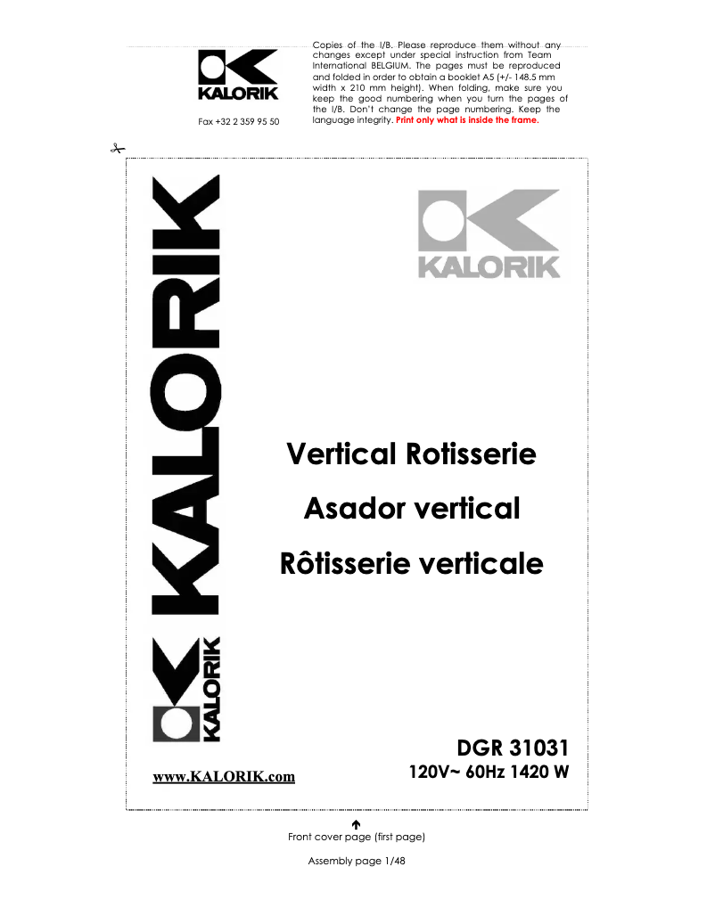 Página 1 del manual Manual de usuario Kalorik DGR 31031