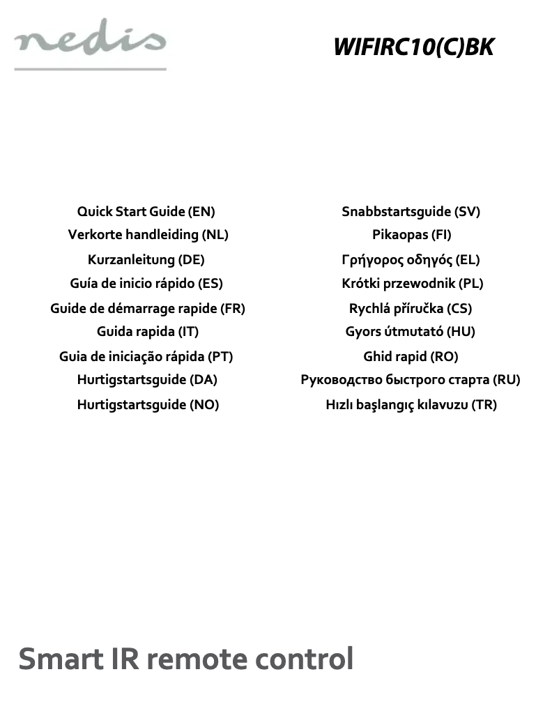 Imagen de la primera página del manual del dispositivo WIFIRC10BK