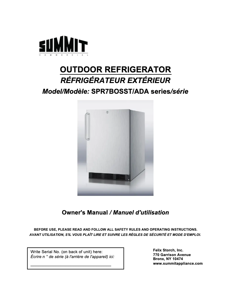 Imagen de la primera página del manual del dispositivo SPR7BOSST