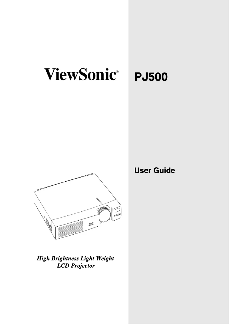Imagen de la primera página del manual del dispositivo PJ500