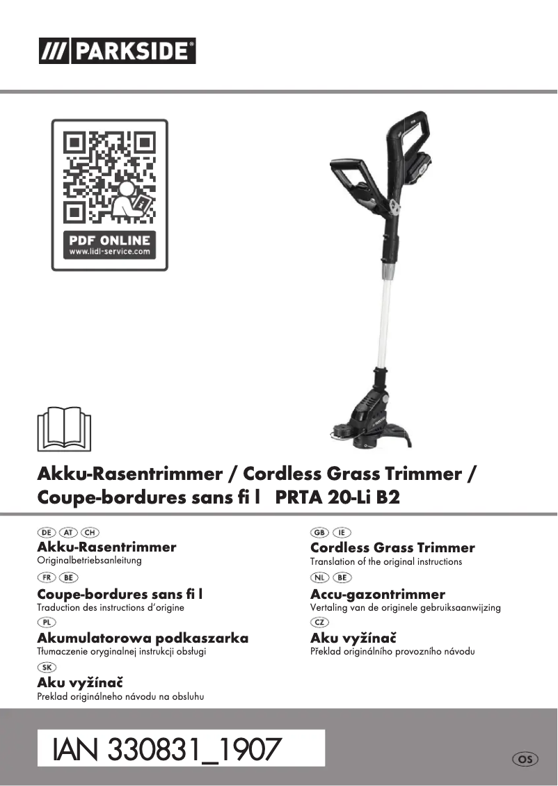 Imagen de la primera página del manual del dispositivo PRTA 20-Li B2