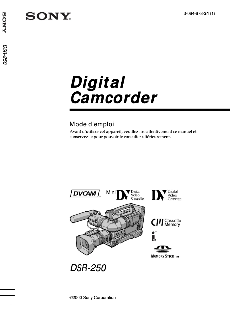 Imagen de la primera página del manual del dispositivo DSR-250