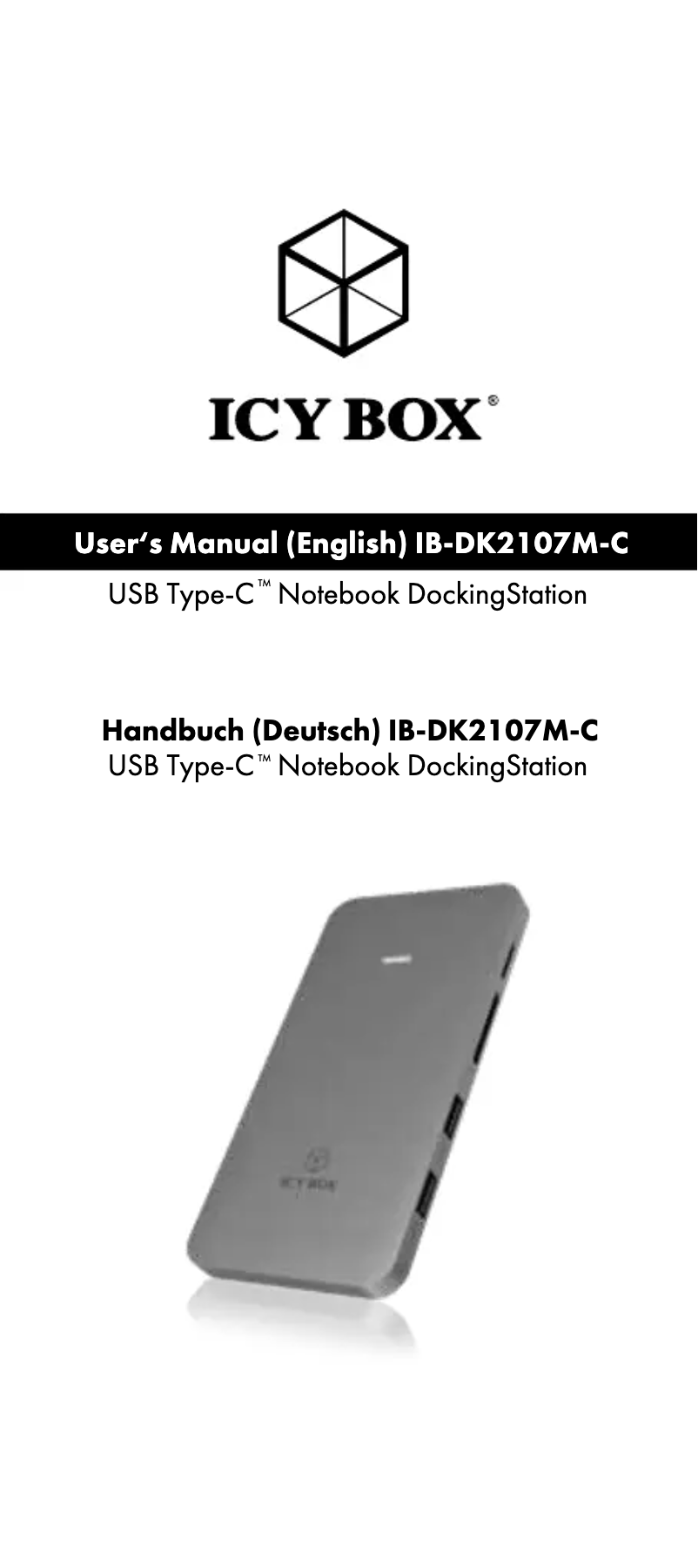 Página 1 del manual Manual de usuario Icy Box IB-DK2107M-C