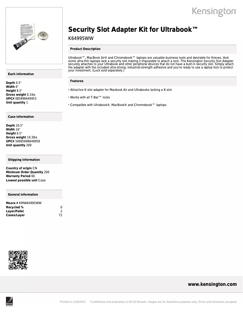 Página nº 1 - Folleto Kensington K64995WW