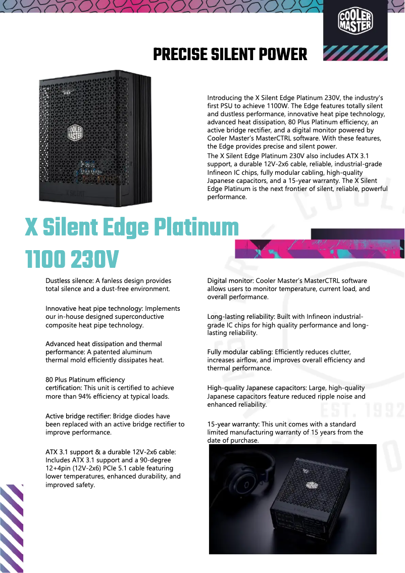 Página 1 del manual Ficha técnica Cooler Master X Silent Edge Platinum 1100