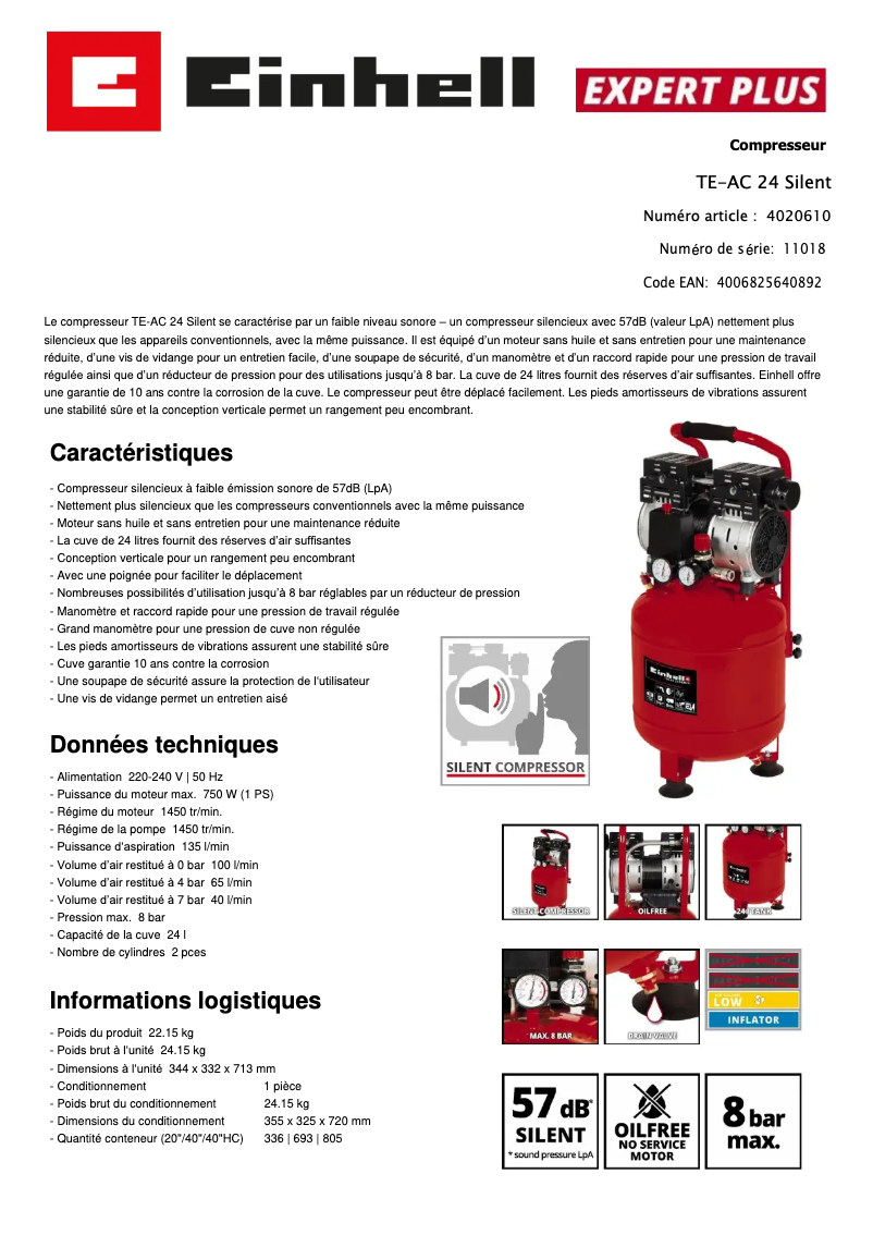 Imagen de la primera página del manual del dispositivo TE-AC 24 Silent