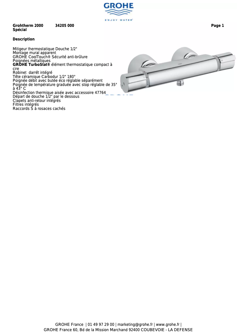 Imagen de la primera página del manual del dispositivo Grohtherm 2000