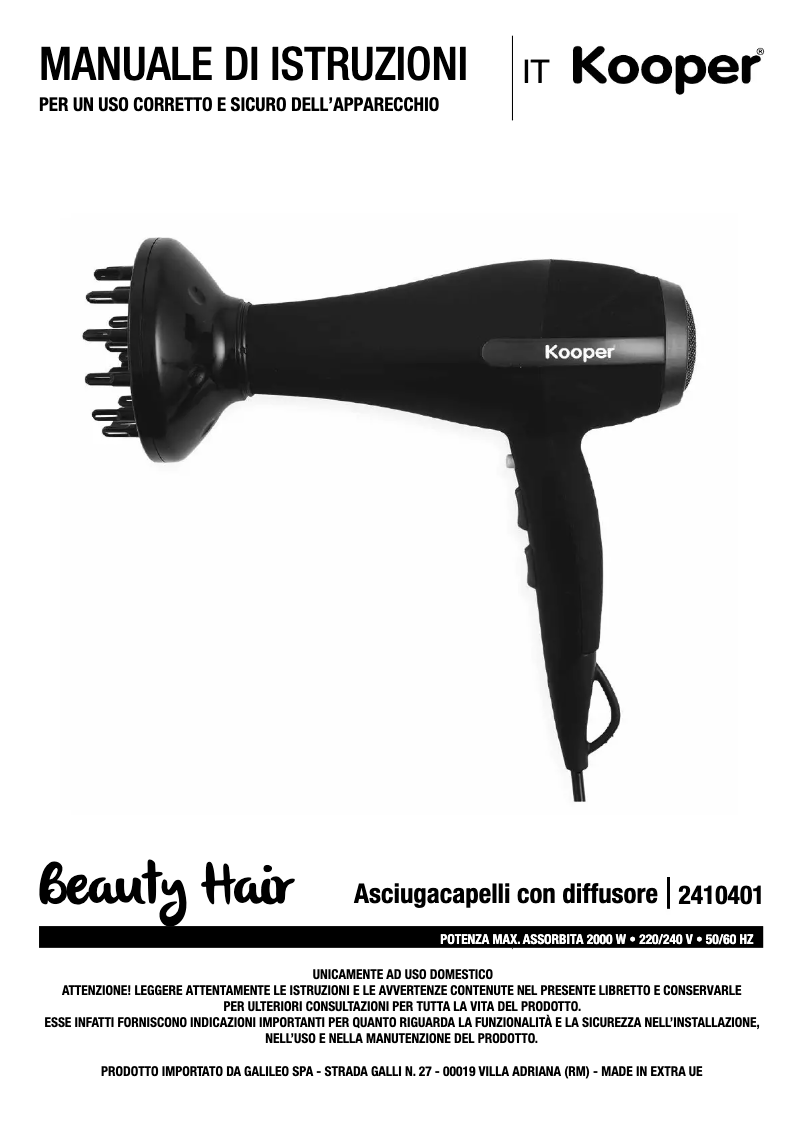 Página 1 del manual Manual de usuario Kooper 2410401