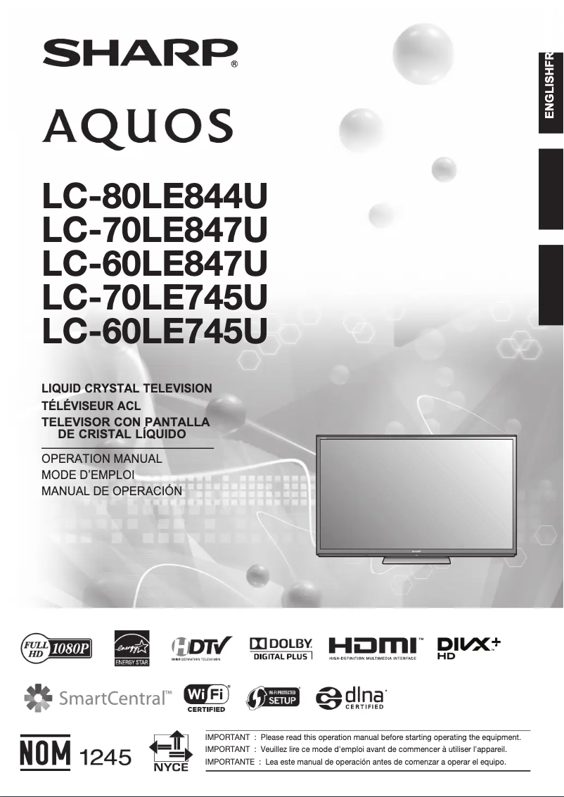 Imagen de la primera página del manual del dispositivo LC-60LE745U