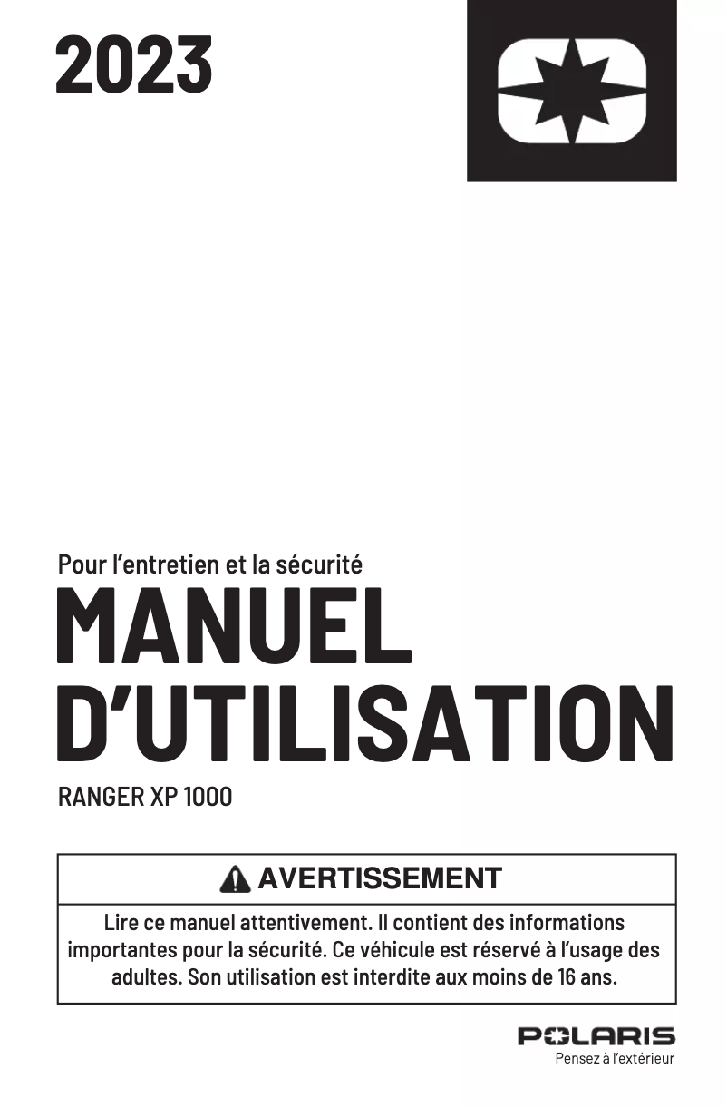 Imagen de la primera página del manual del dispositivo RANGER XP 1000 Nordic Pro SE (2023)