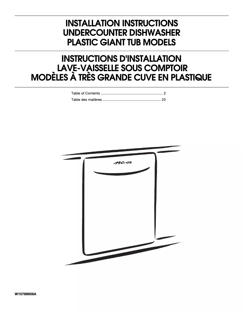 Página 1 del manual Guía de instalación Amana ADB1500ADS