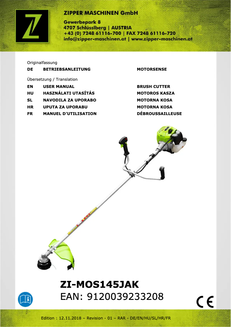 Página 1 del manual Manual de usuario Zipper ZI-MOS145JAK