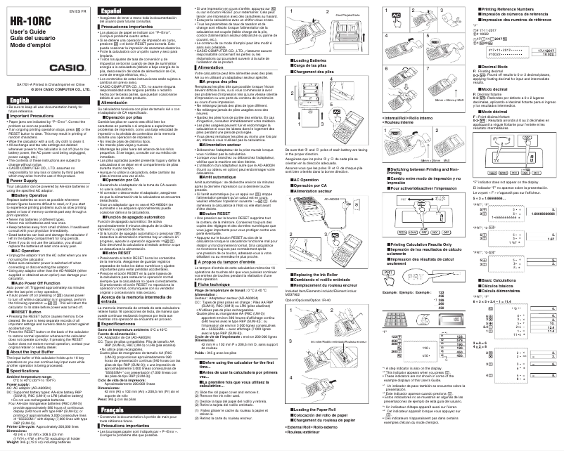 Página 1 del manual Manual de usuario Casio HR-10RC