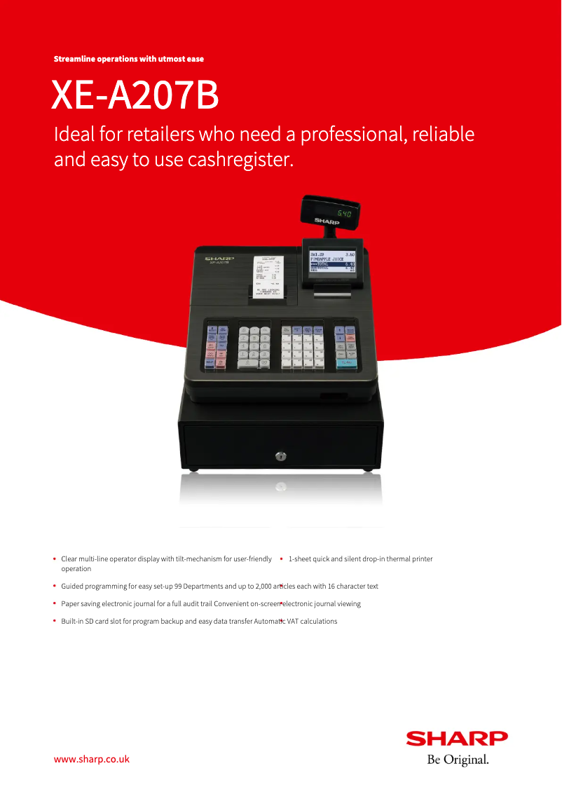 Página 1 del manual Ficha técnica Sharp XE-A207B