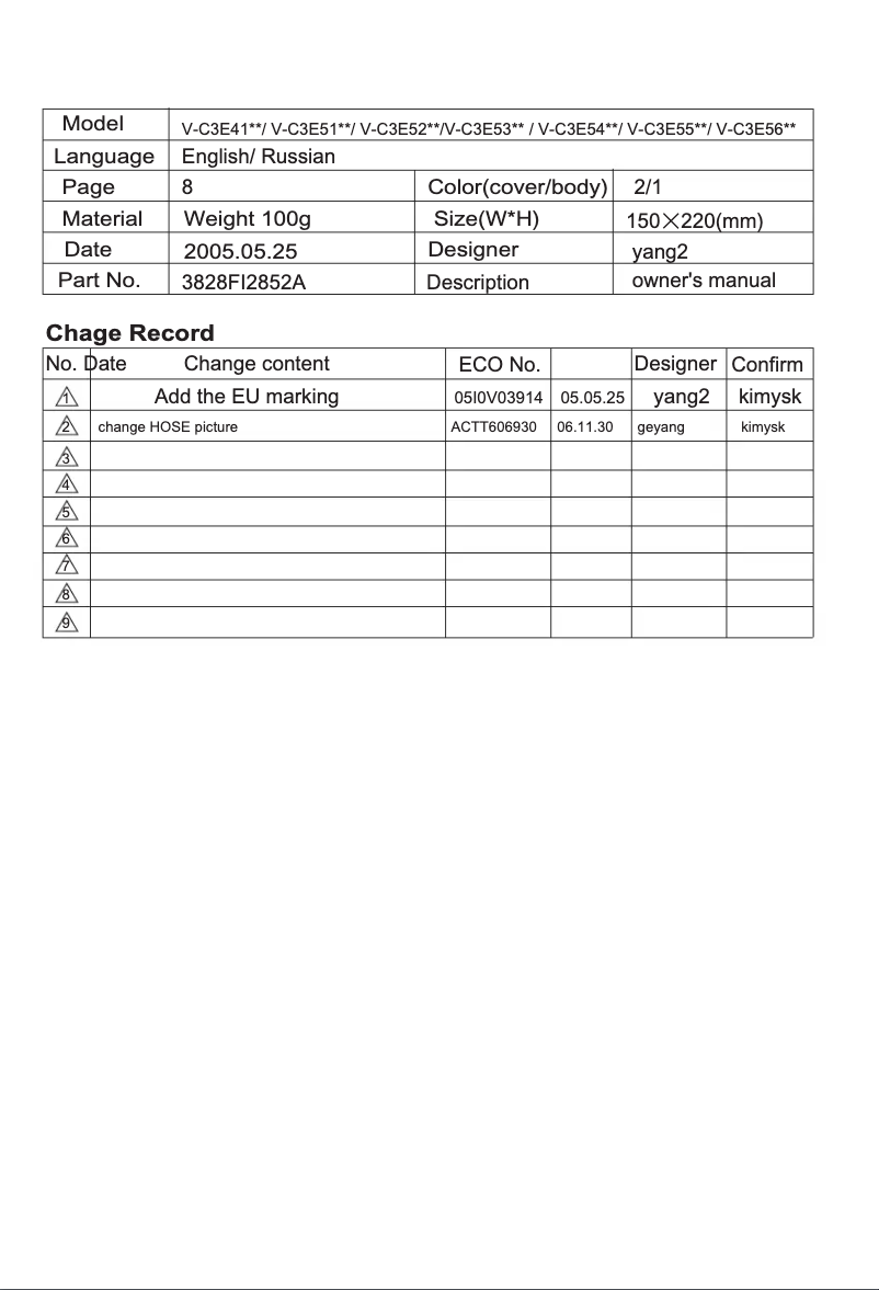 Imagen de la primera página del manual del dispositivo V-C3E45ND