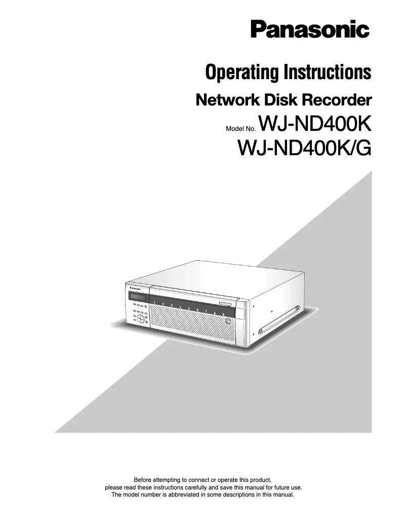 Imagen de la primera página del manual del dispositivo WJ-ND400/28TB
