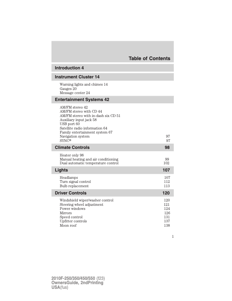 Página 1 del manual Manual de usuario Ford Super Duty (2010)