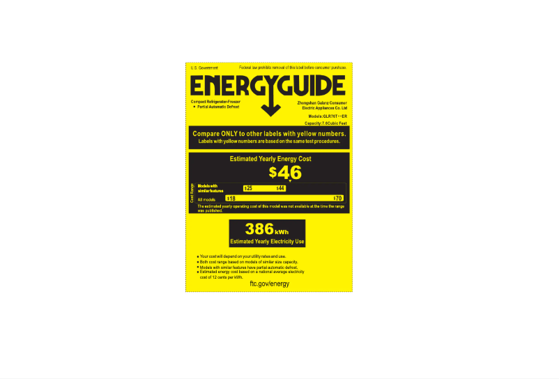 Página 1 del manual Etiqueta energética Galanz GLR76TWEER