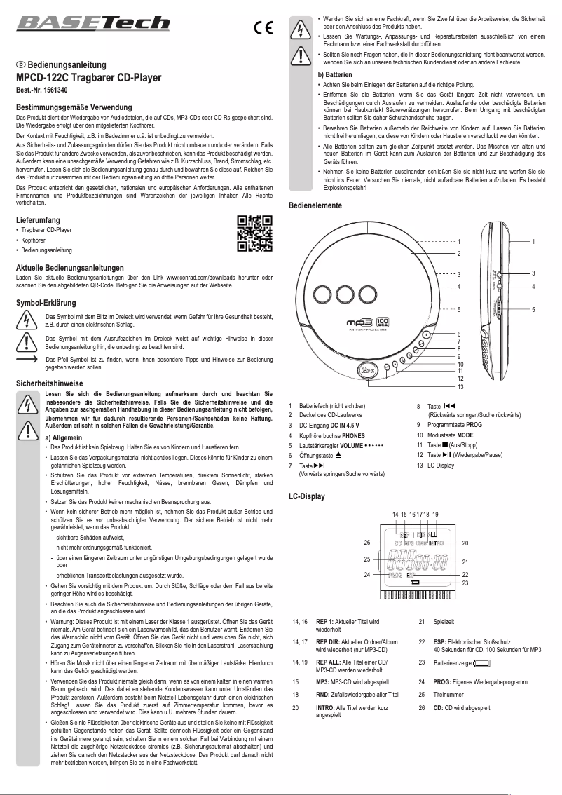 Imagen de la primera página del manual del dispositivo MPCD-122C