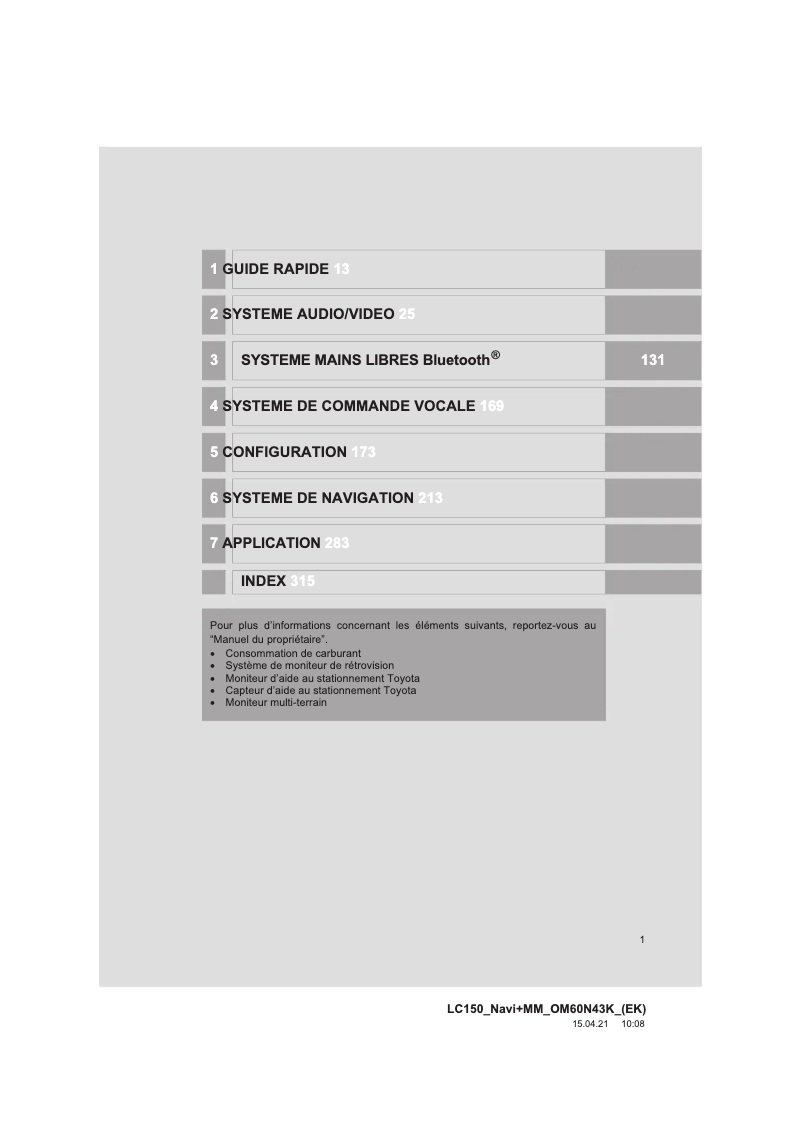 Página 1 del manual Manual de usuario Toyota Land Cruiser 2015 Navigation