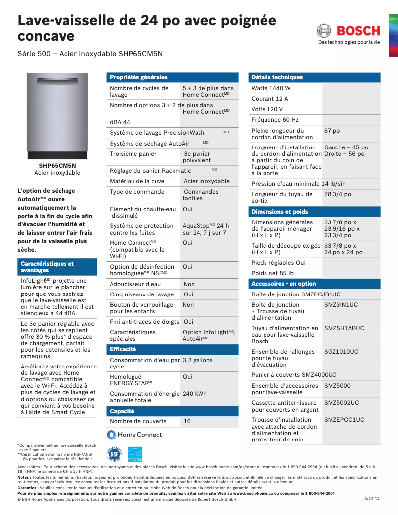 Página nº 1 - Ficha técnica Bosch SHP65CM5N