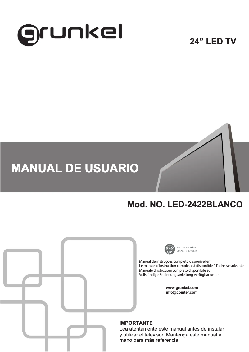 Página nº 1 - Manual de usuario Grunkel LED-2422BLANCO