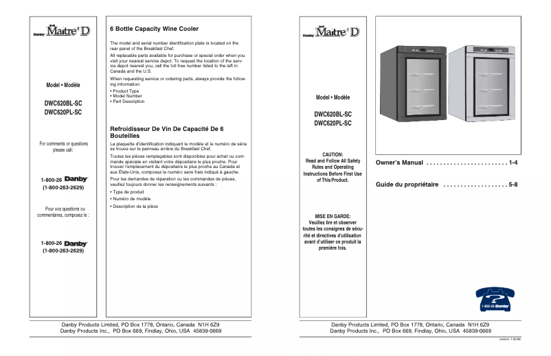Página 1 del manual Manual de usuario Danby DWC620PL-SC