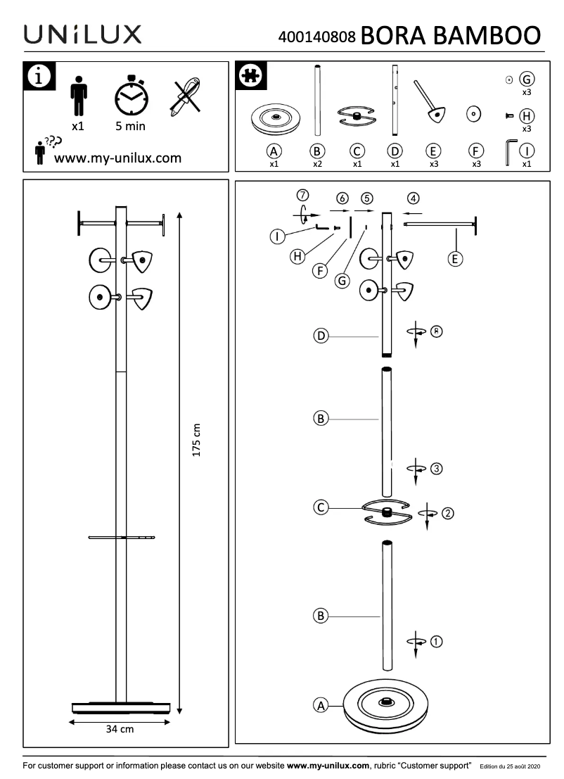 Página 1 del manual Manual de usuario Unilux Bora Bamboo