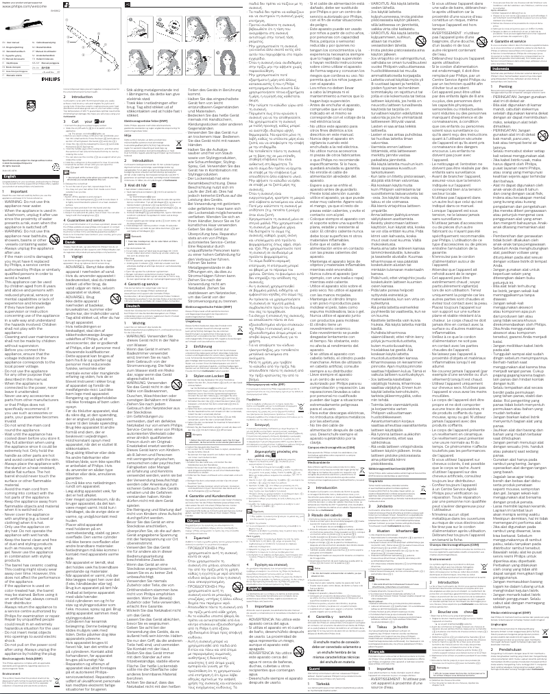 Imagen de la primera página del manual del dispositivo StyleCare Essential BHB862