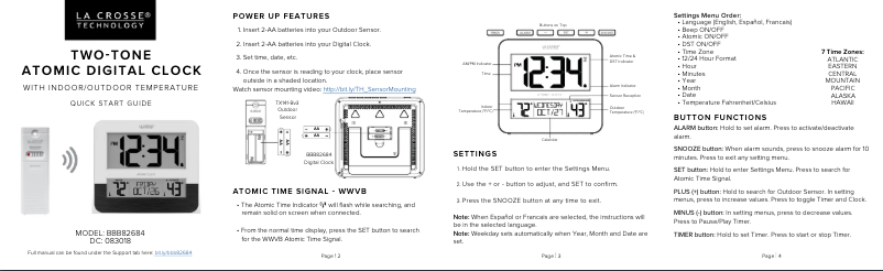 Imagen de la primera página del manual del dispositivo BBB82684