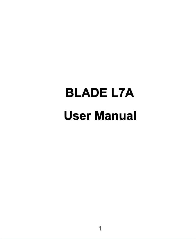Página 1 del manual Manual de usuario ZTE Blade L7A