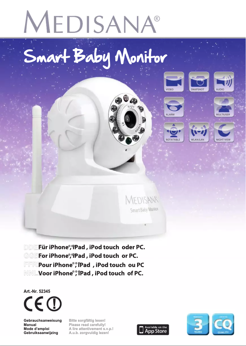 Imagen de la primera página del manual del dispositivo Smart Baby Monitor 52345