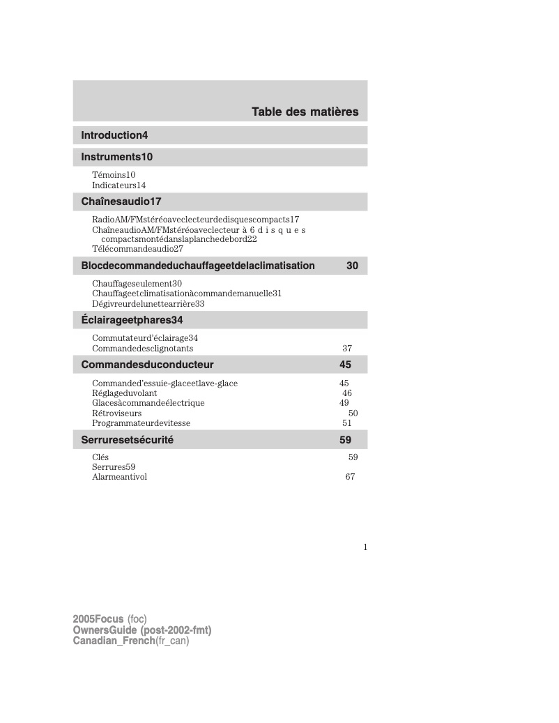 Página 1 del manual Manual de usuario Ford Focus (2005)