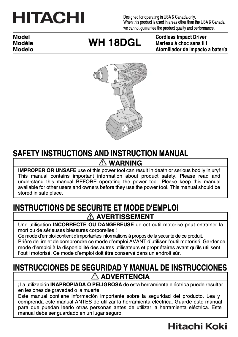 Imagen de la primera página del manual del dispositivo WH18DGL