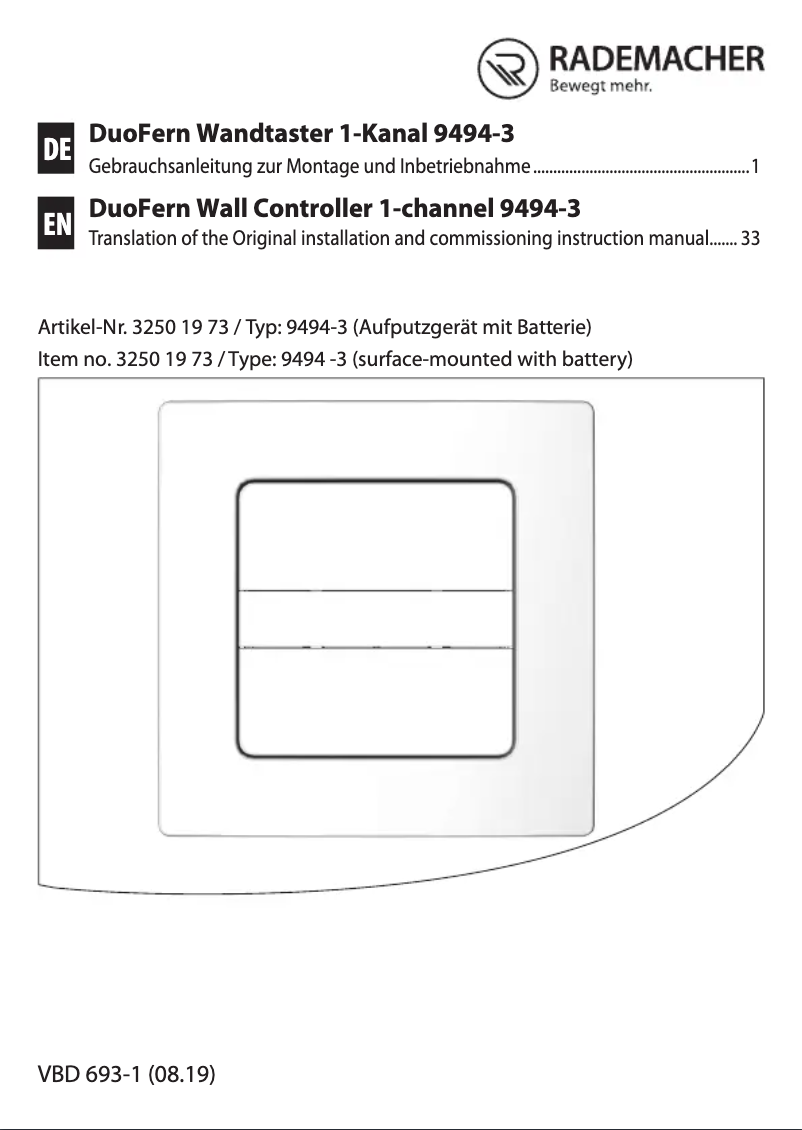 Página 1 del manual Manual de usuario RADEMACHER 9494-3